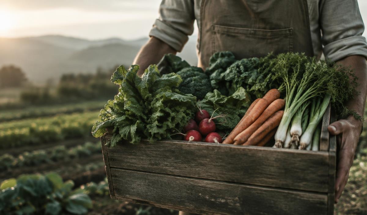 Productor con cajuela de verduras